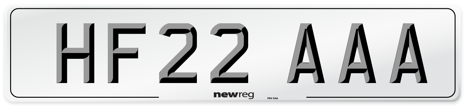 HF22 AAA Number Plate from New Reg